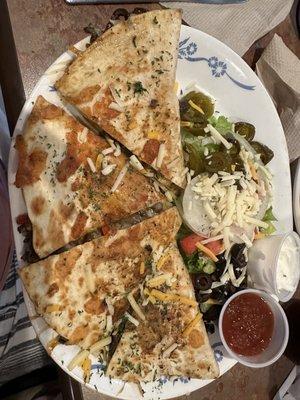 Veggie quesadilla. Small salad as well!