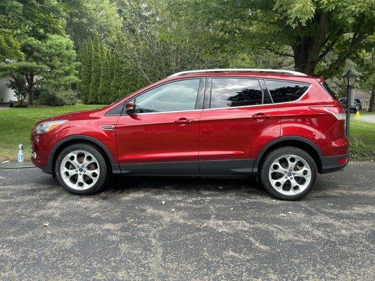 Red SUV after receiving our highest-tier detailing package