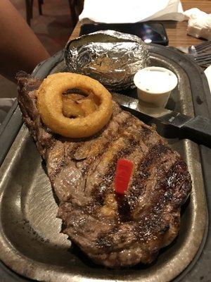 Rib eye- rare.