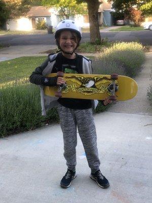 Got my son his first skateboard there. I think it's safe to say he's stoked on it.