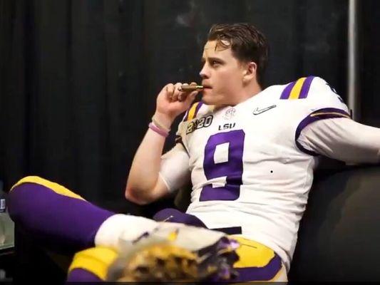 1/13/20. Monday night. New Orleans. The best college football season ever! Heisman Trophy winner. National Champions. 9 enjoys a nice cigar!