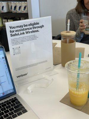 Waiting at the table in verizon