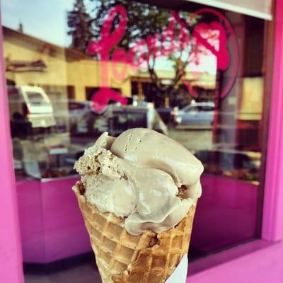 Coffee ice cream in waffle cone