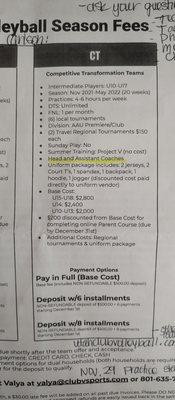 The 2021-2022 Club V Agreement & Fees