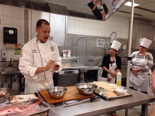 Chef Brian showing us the ins and outs of seafood cooking and preparation.