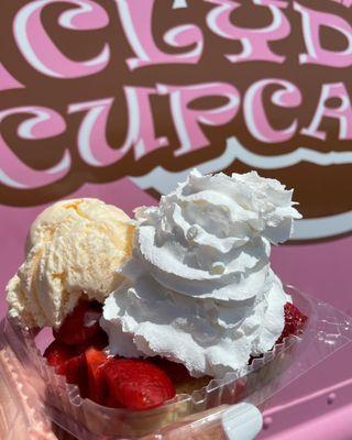 Strawberry Shortcake with fresh strawberries, whip cream and your choice of ice cream