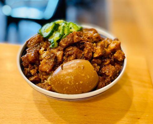 Lu Rou Fan (stewed pork belly over rice)