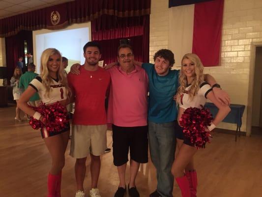 Johnny, David & Kenneth plus Texans cheerleaders at the ALS Dennis Sehorn Fundraiser on 7/25/15