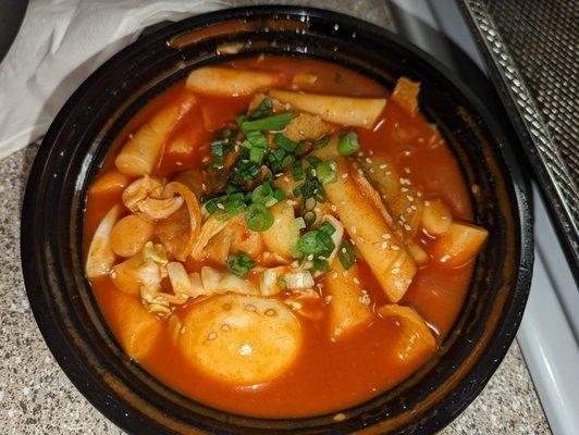 Tteokbokki, if you like spicy this is for you, got spicier as you eat it, good flavor!