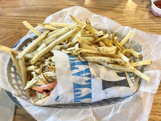 Chicken gyro with extra fries