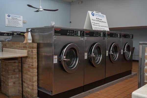 Our newest machines are the Speed Queen 60 pound washers, replaced in 2020 as well!