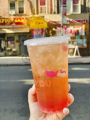 Dunkin green Iced Tea with boba