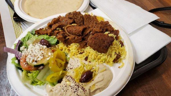 Beef and lamp plate, substitute with hummus