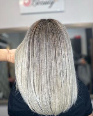 Ash blonde full balayage