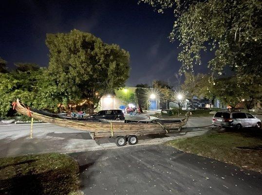 Venetian Gondola headed for restoration.