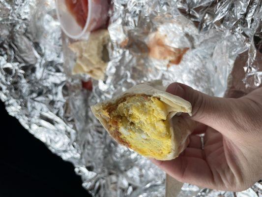 Bacon, egg cheese burrito.