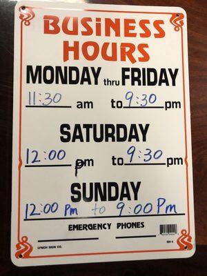 New hours