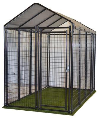 ZBESTPET 8 gauge wire 5 x 10 Kennel with additional rooftop and synthetic turf option.