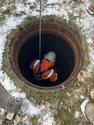 Water valve in manhole