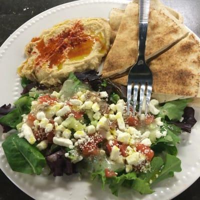 Egyptian hummus platter... $8 for the best Mediterranean salad and hummus ever