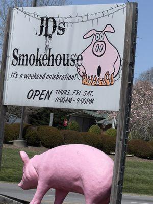 Appropriate sign.  Why are all the other bbq joints showing a happy pig?