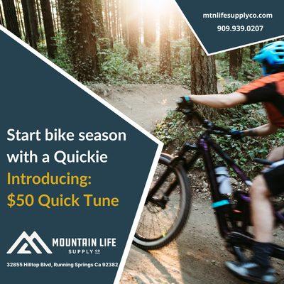 Bike Season is Here! Introducing Mountain Life Supply co $50 Quick Tune.