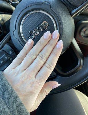 Light pink dip manicure