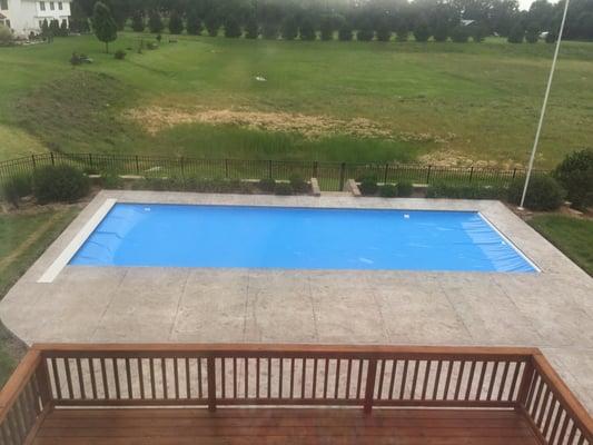 The pool with the auto cover closed