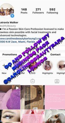 Please go and follow my business page @carolinesbeautybar&loung3