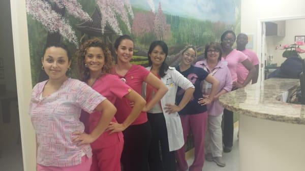 Such a wonderful staff! This was taken on Pink-Tober for Breast Cancer Awareness month