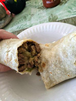 Carne asada burrito. Take out. Yum!