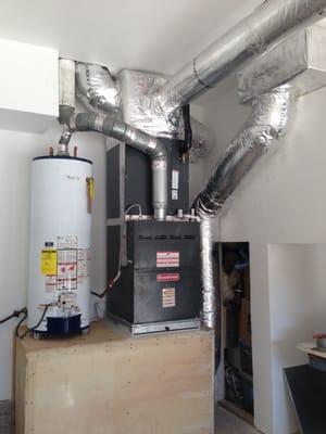 New 5 ton Furnace with filter rack and duct work
Quartz Hill CA