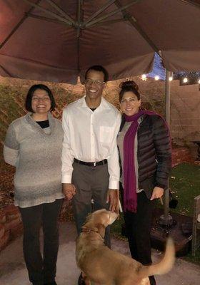 Bernard and Mercedes tied the knot this evening under an umbrella in the rain in a friends backyard. So very romantic. Congratulations