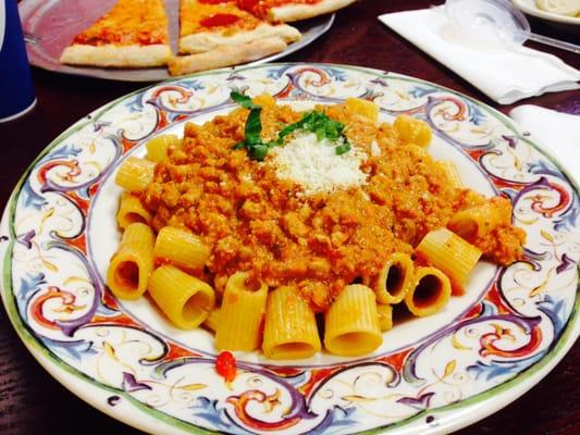 Pork/Veal Bolognese with Rigatoni... outstanding.  Had so much, took rest home for leftovers.  It reheated just fine.