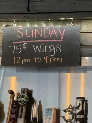 Wings are quite tasty. 75¢ on Sundays 12pm to 4pm. May 28,2024