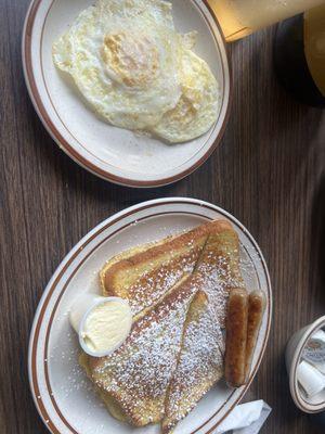 French toast, 2 egg, 2 sausage breakfast