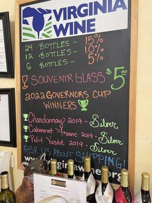 Wine menu