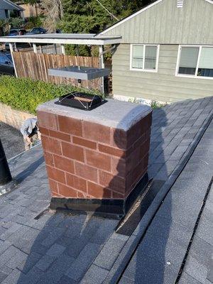 Damper Cap Installation, Brick Repair, Crown Repair and Flashing Replacement.