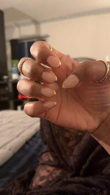 Gel x nails with gold French tip