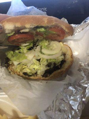 Torta has lettuce,tomato,onions,mayo and avocado as well as your choice of meat. I got azada.