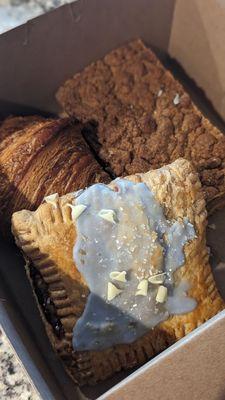 Croissant, pop tart and coffee cake