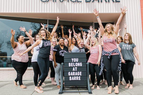 You BELONG at Garage Barre. No perfect bodies, no snobby attitudes, expensive leggings not required.