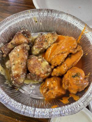 Half mild buffalo and half parmesian wings