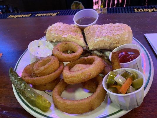 Italian beef with onion rings