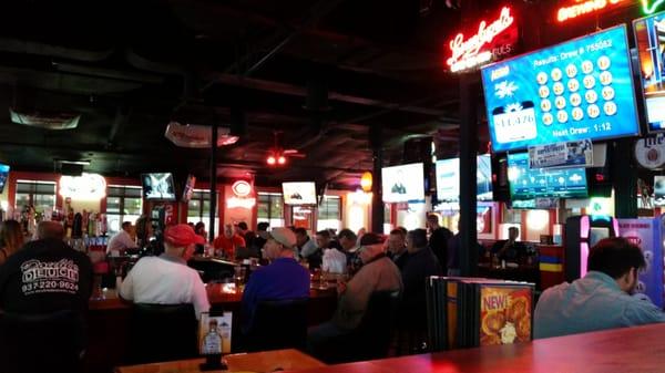 Traditional Frickers. .bar. .booths...kids Game room and tons of tv's. ..