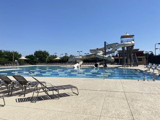 Outdoor pool and slides