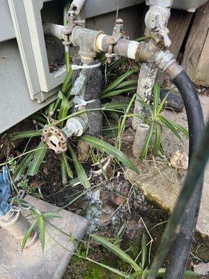 Hose bib main line that "wasn't leaking" that was "repaired" by tenant without notifying owner.