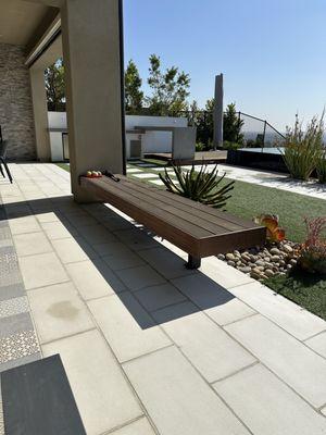 Wooden Bench Staining UV Sealing Protection from Weather & Backyard Tile Pressure Washing Cleaning (Orange, CA)