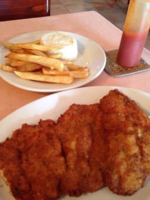 Pollo a la Milanesa. Even though this isn't my definition of Milanesa which usually includes ham and cheese on top, still great.