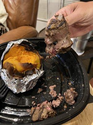 A filet mignon. Putty consistency. Specs of ground meat